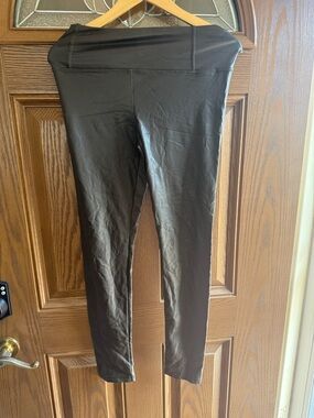 bagatelle dark brown pleather ankle leggings.